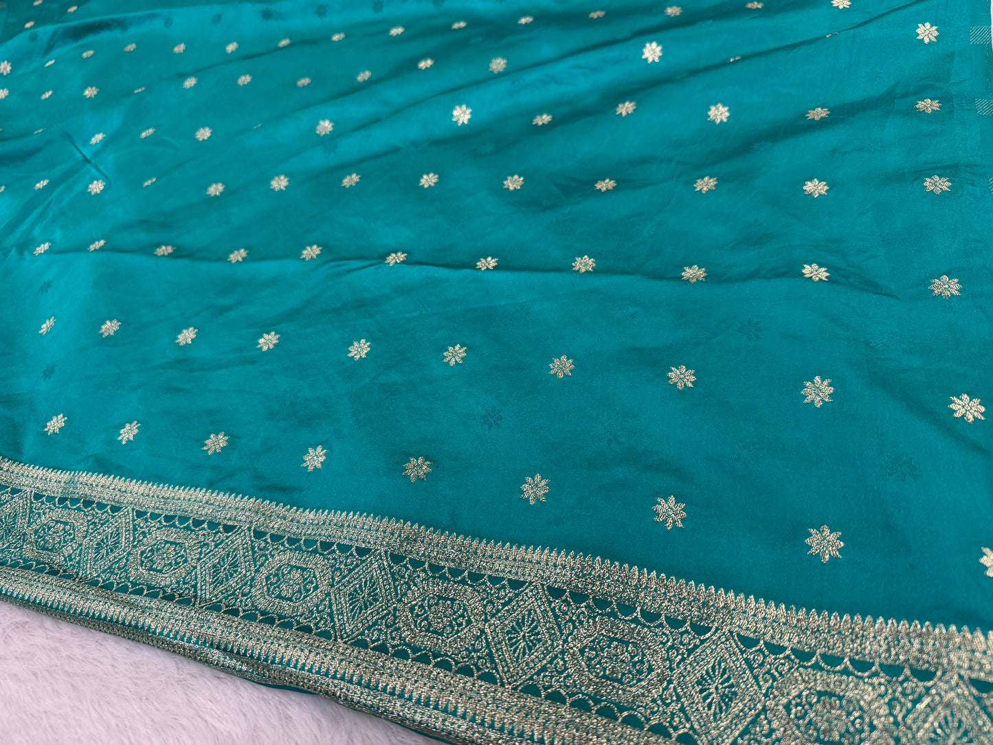 Classic Rama Blue Banarasi Silk Saree with Heritage Zari Weaving