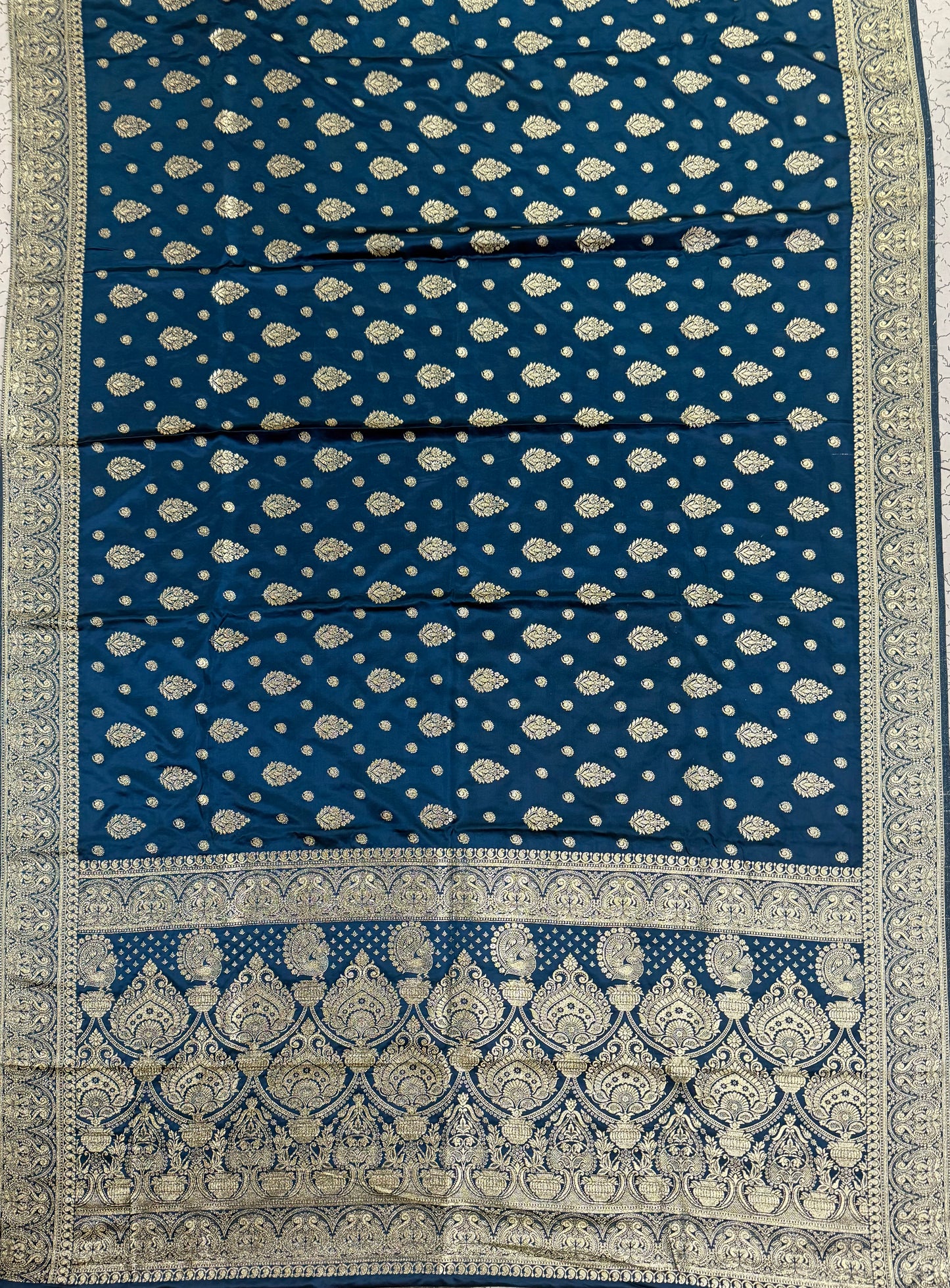 Classic peacock blue Banarasi Silk Saree with Heritage Zari Weaving