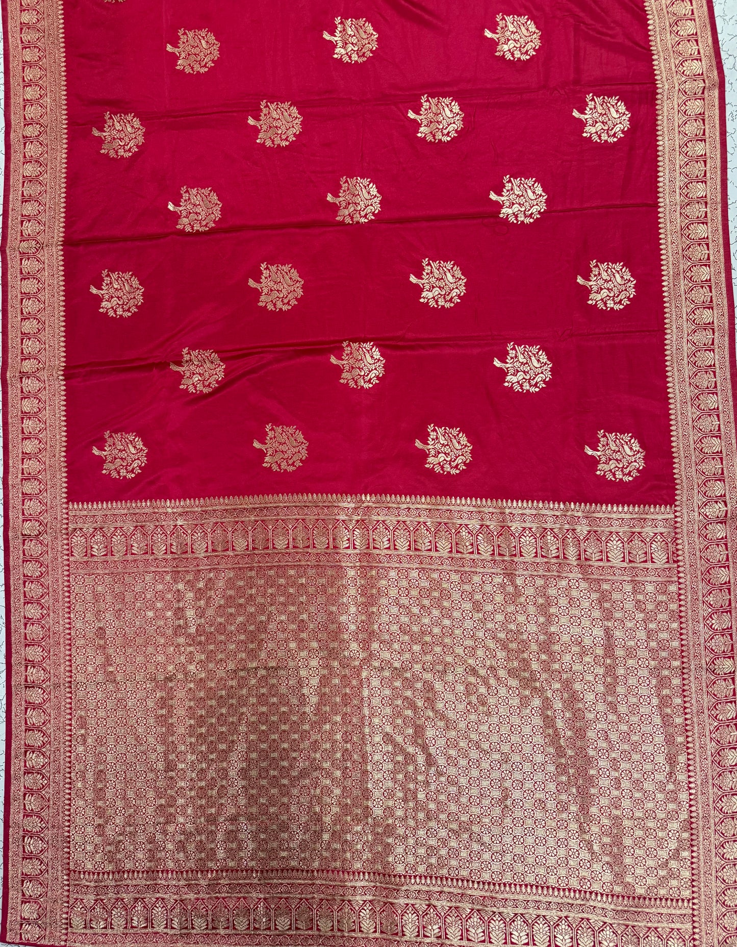 Classic Bridal Red Banarasi Silk Saree with Heritage Zari Weaving