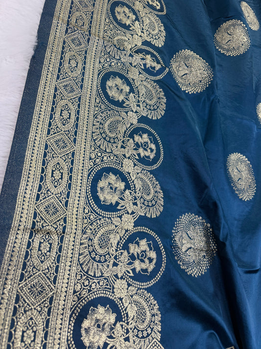 Classic peacock blue Banarasi Silk Saree with Heritage Zari Weaving