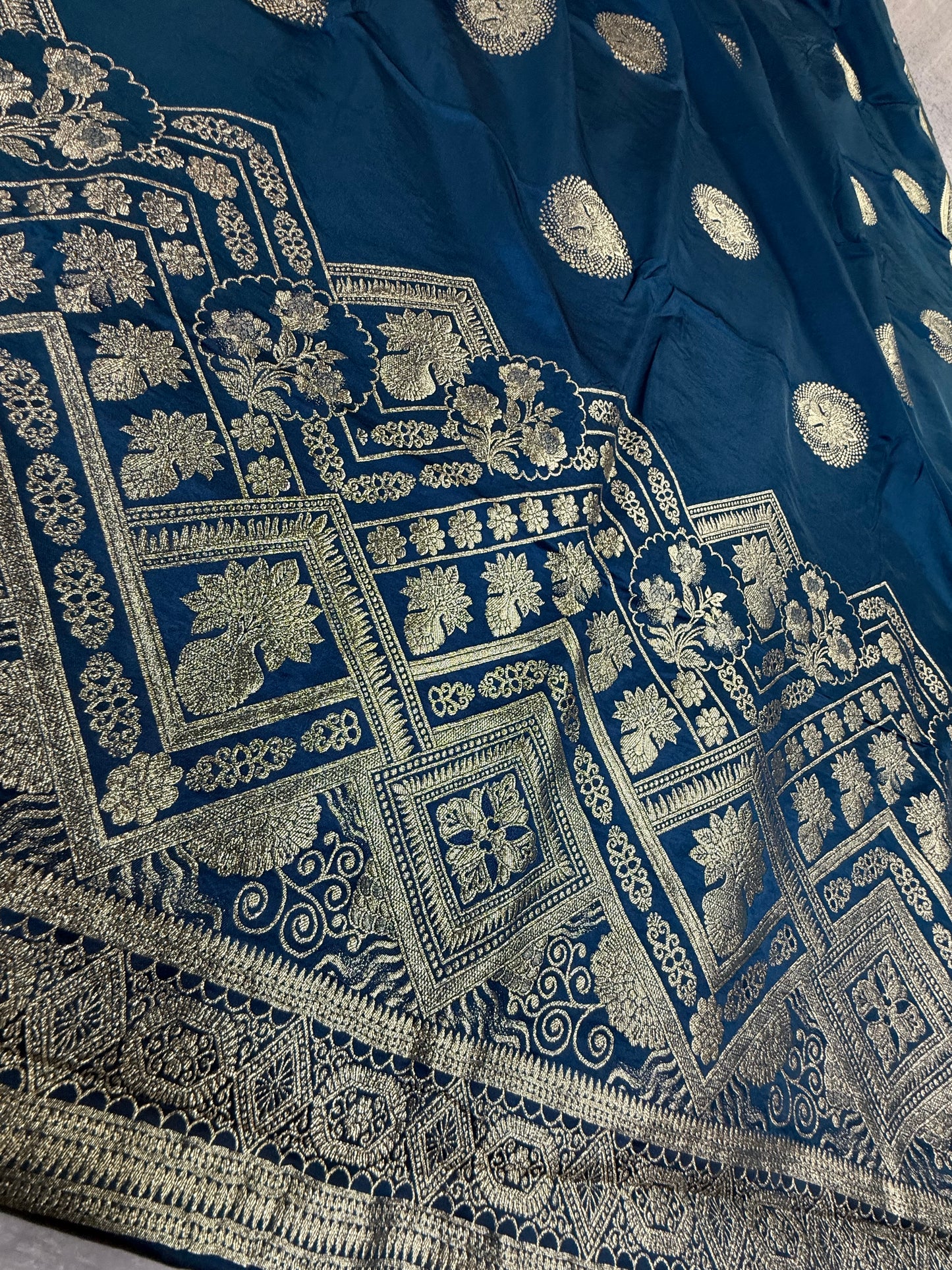Classic peacock blue Banarasi Silk Saree with Heritage Zari Weaving