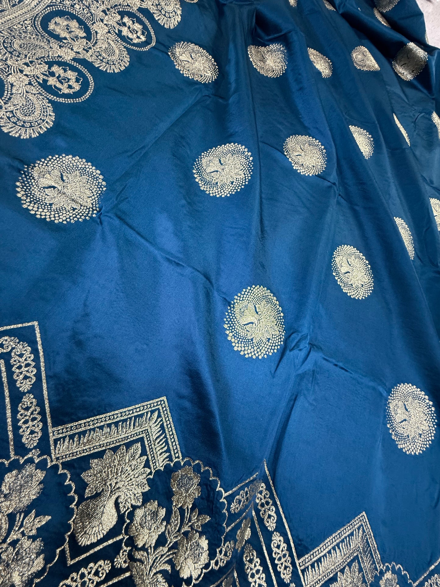 Classic peacock blue Banarasi Silk Saree with Heritage Zari Weaving