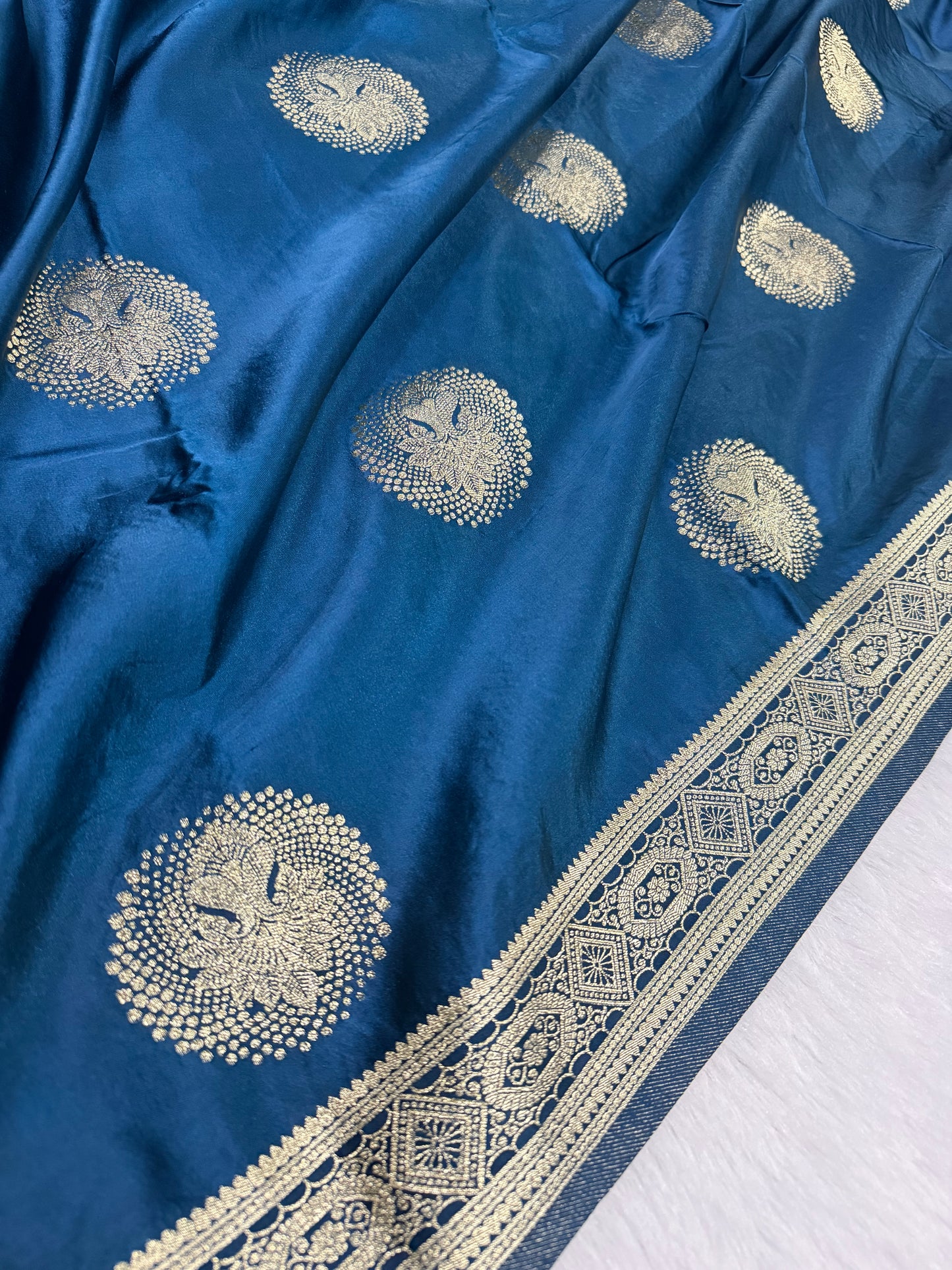 Classic peacock blue Banarasi Silk Saree with Heritage Zari Weaving