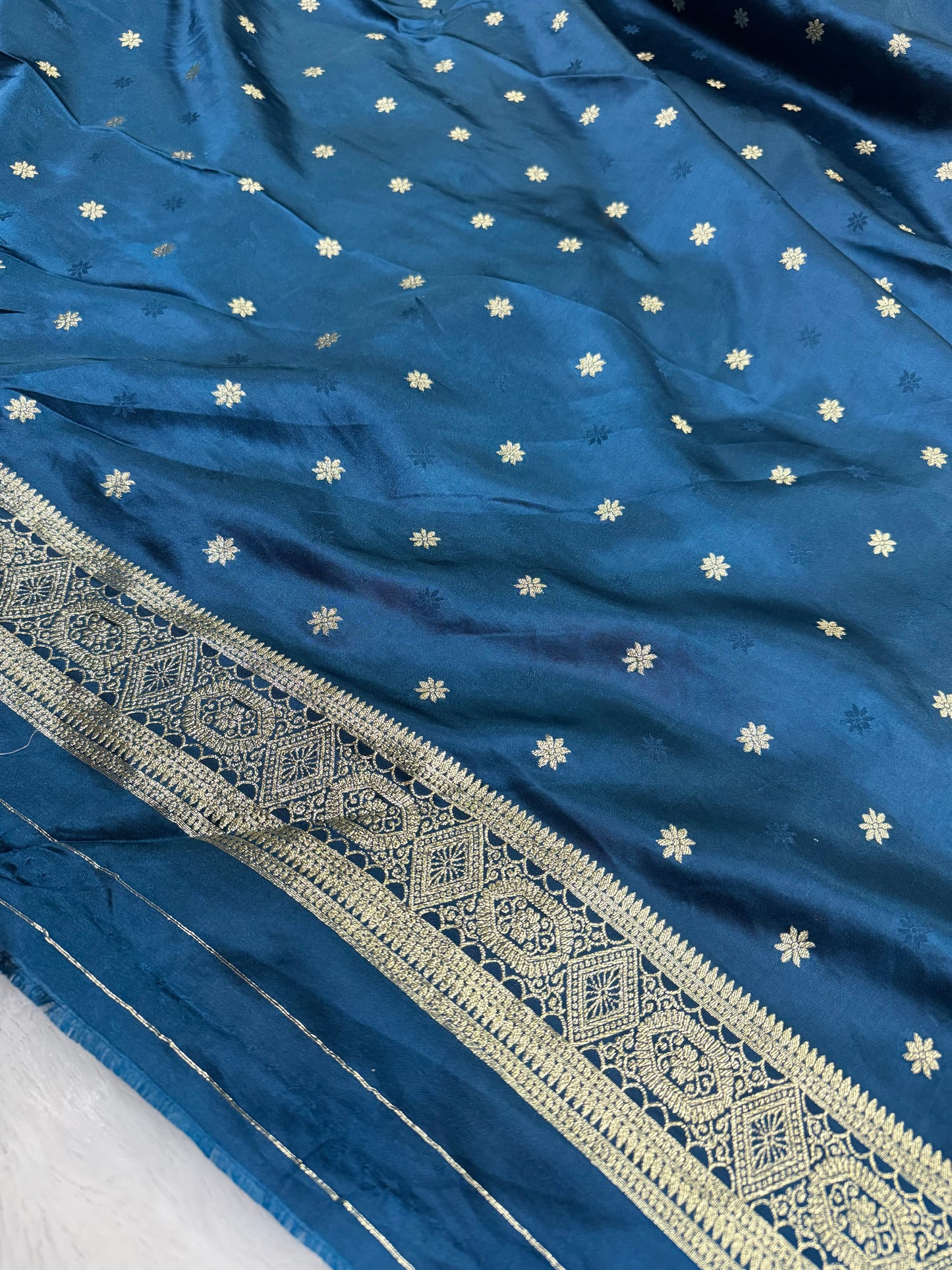 Classic peacock blue Banarasi Silk Saree with Heritage Zari Weaving
