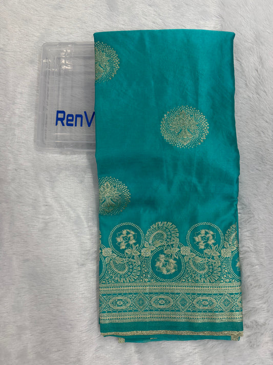 Classic Firozi Blue Banarasi Silk Saree with Heritage Zari Weaving
