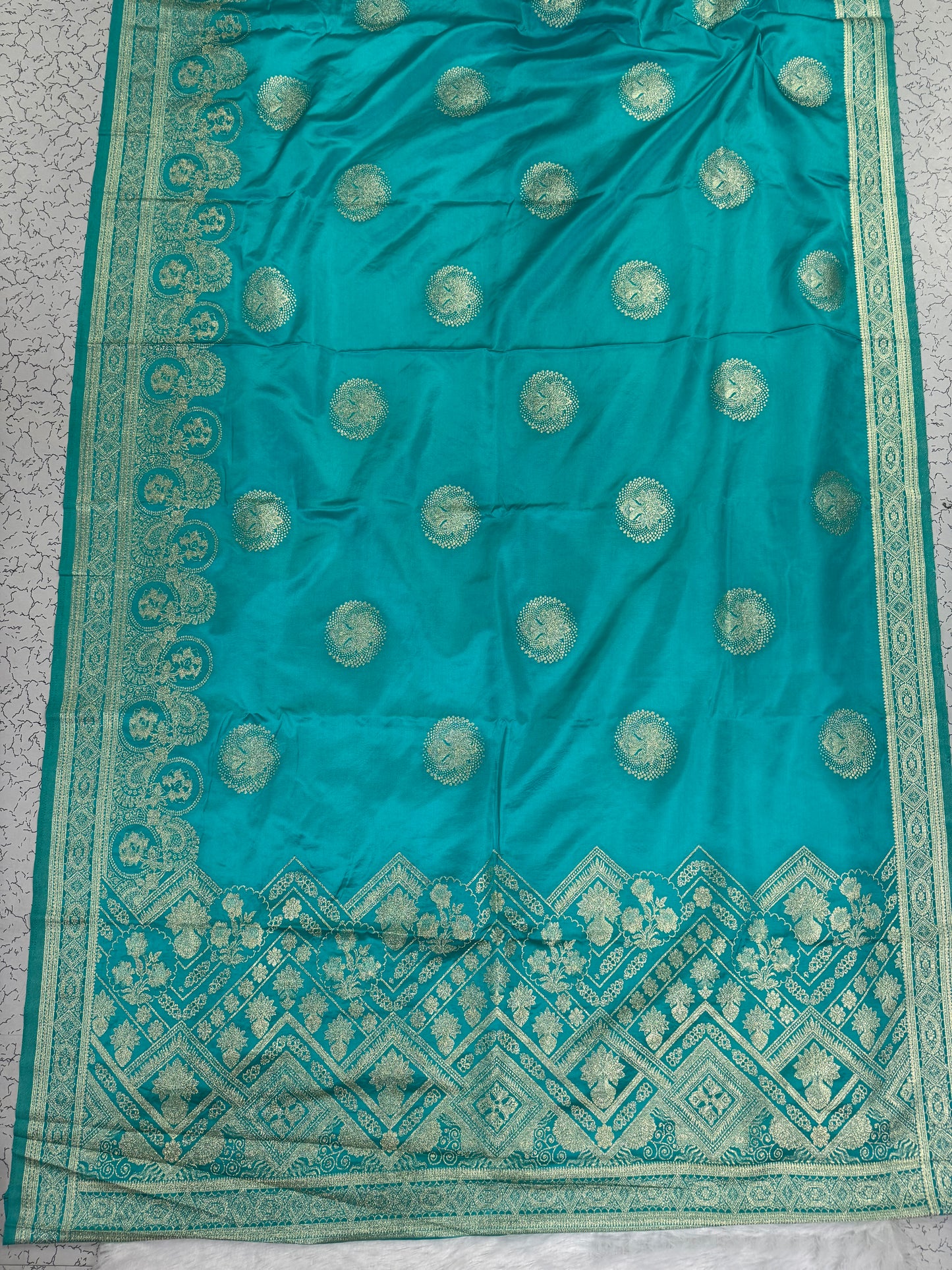 Classic Firozi Blue Banarasi Silk Saree with Heritage Zari Weaving