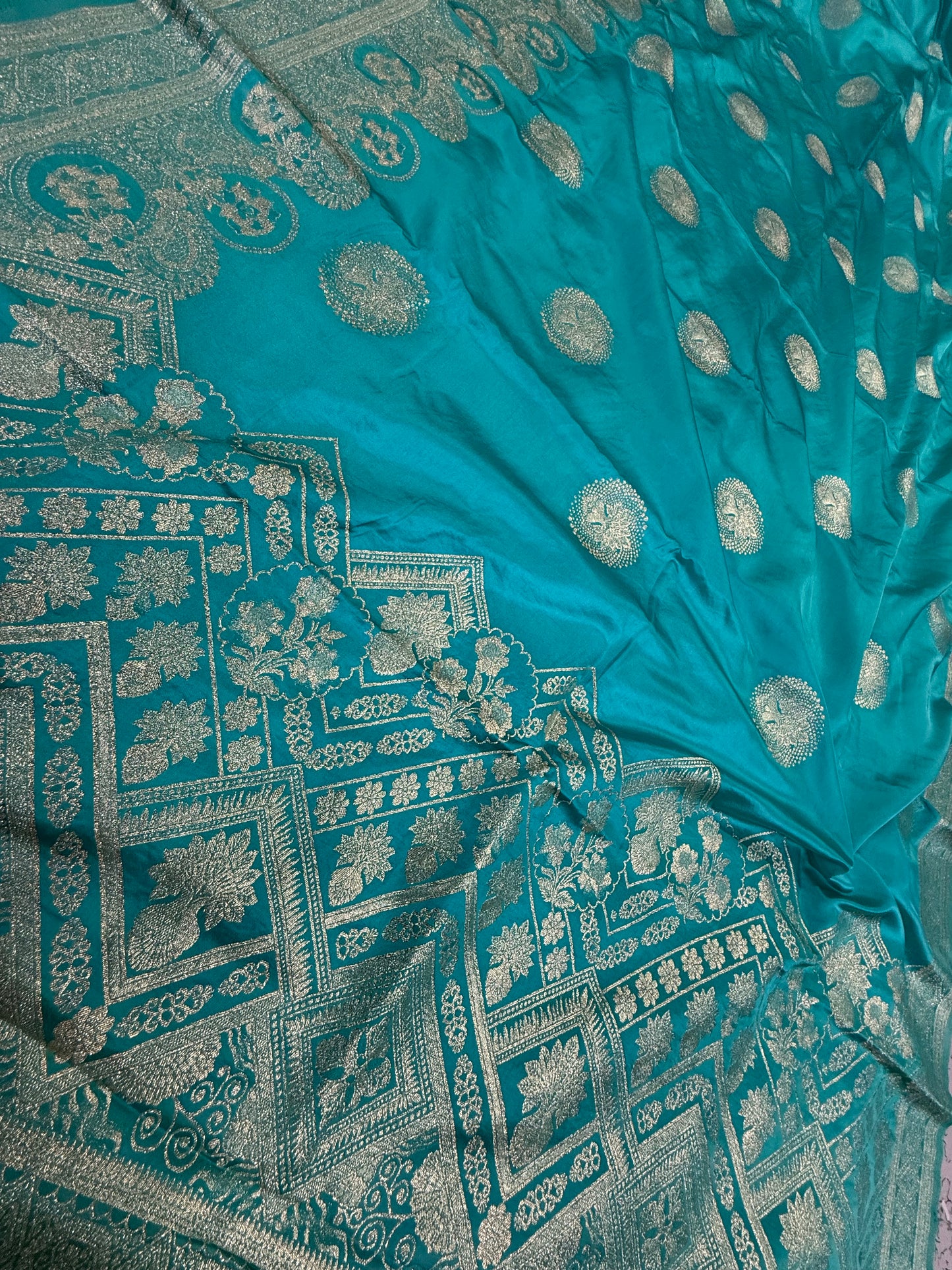 Classic Firozi Blue Banarasi Silk Saree with Heritage Zari Weaving