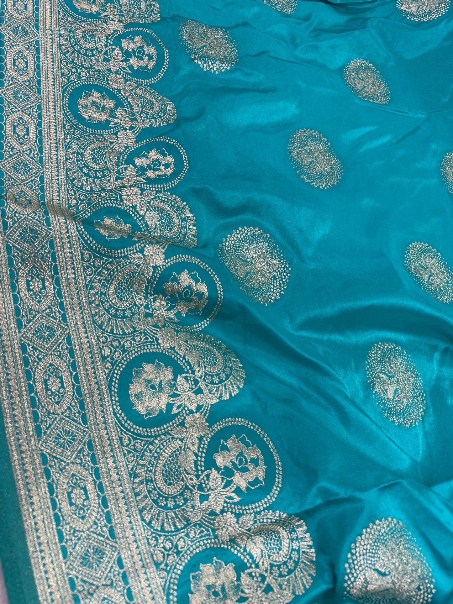 Classic Firozi Blue Banarasi Silk Saree with Heritage Zari Weaving