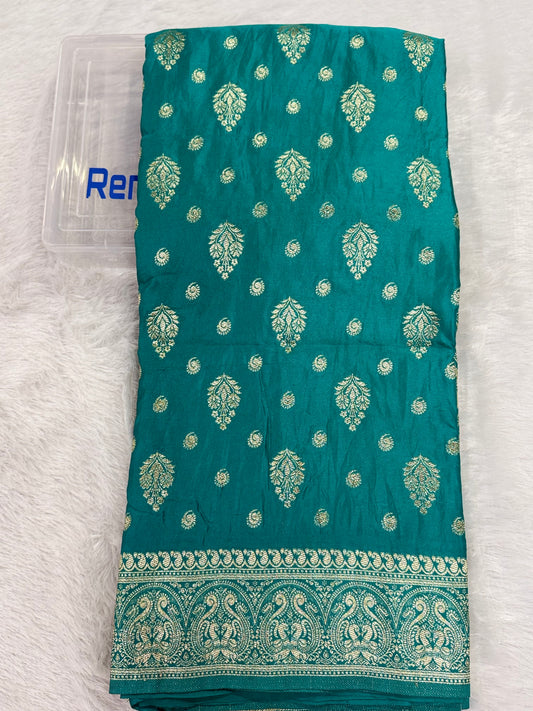 Classic Rama Blue  Banarasi Silk Saree with Heritage Zari Weaving