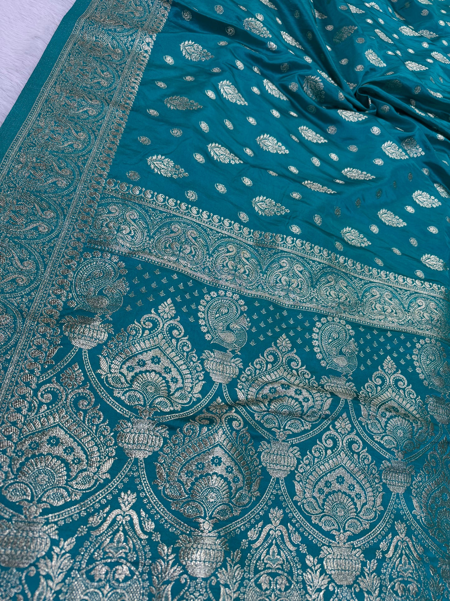 Classic Rama Blue  Banarasi Silk Saree with Heritage Zari Weaving