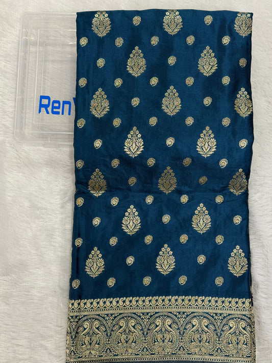 Classic peacock blue  Banarasi Silk Saree with Heritage Zari Weaving