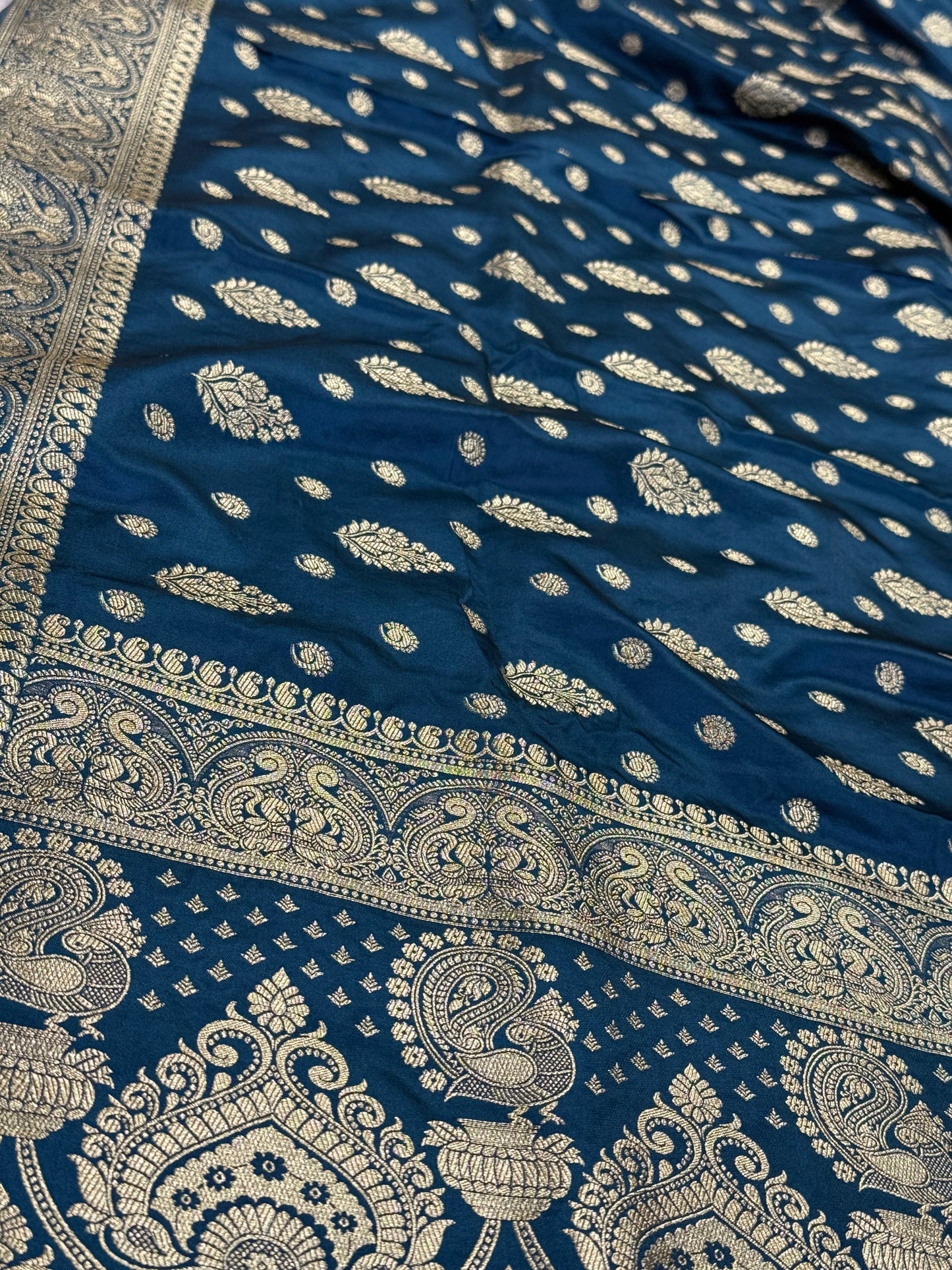 Classic peacock blue  Banarasi Silk Saree with Heritage Zari Weaving
