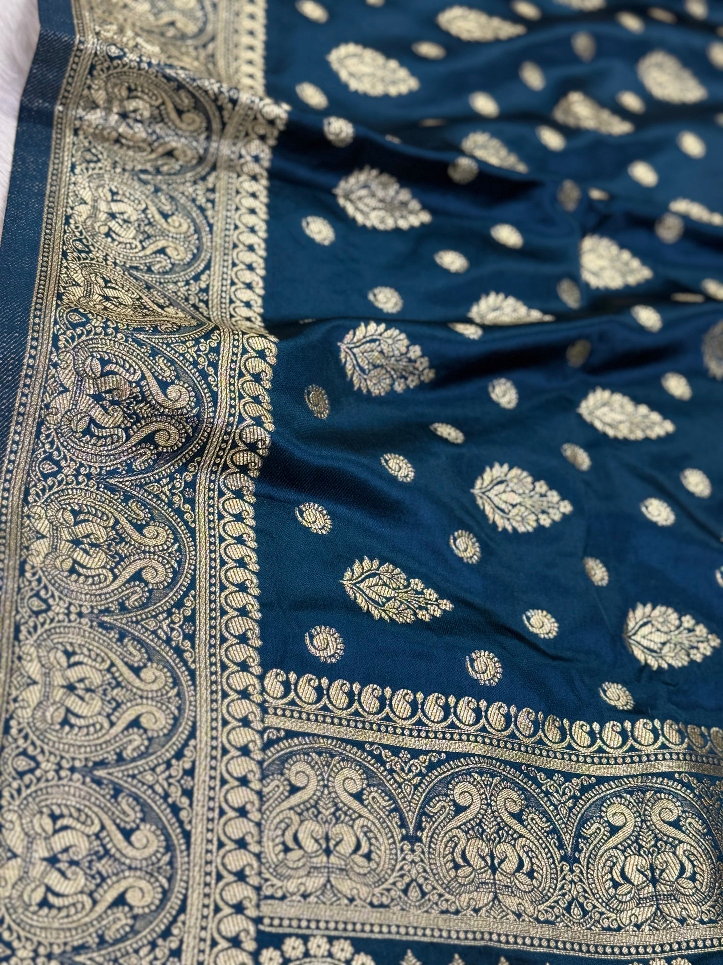 Classic peacock blue  Banarasi Silk Saree with Heritage Zari Weaving
