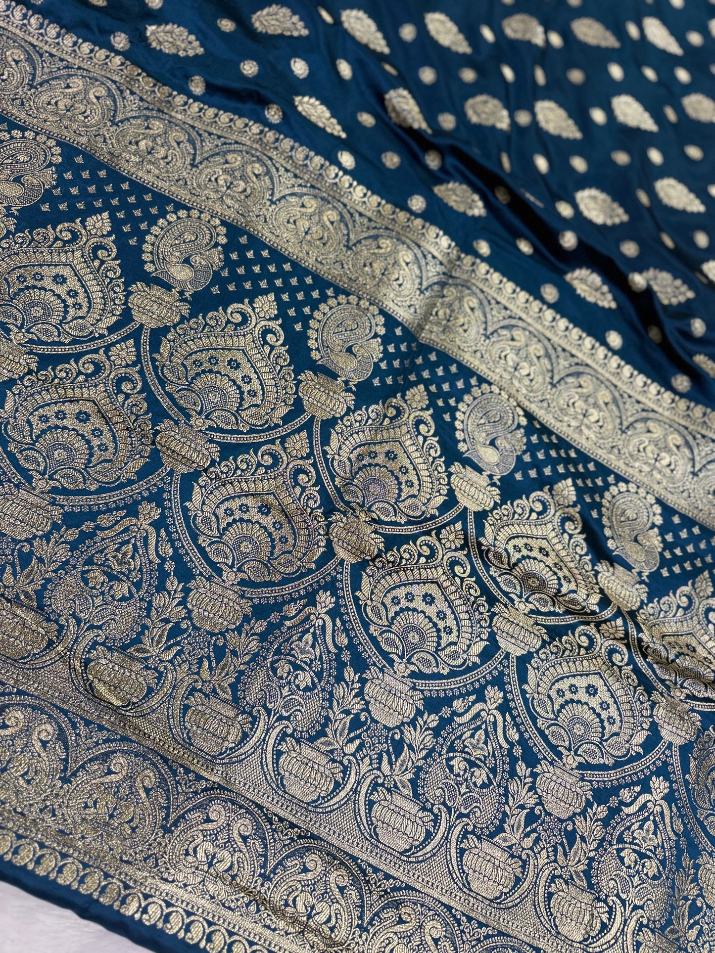 Classic peacock blue  Banarasi Silk Saree with Heritage Zari Weaving