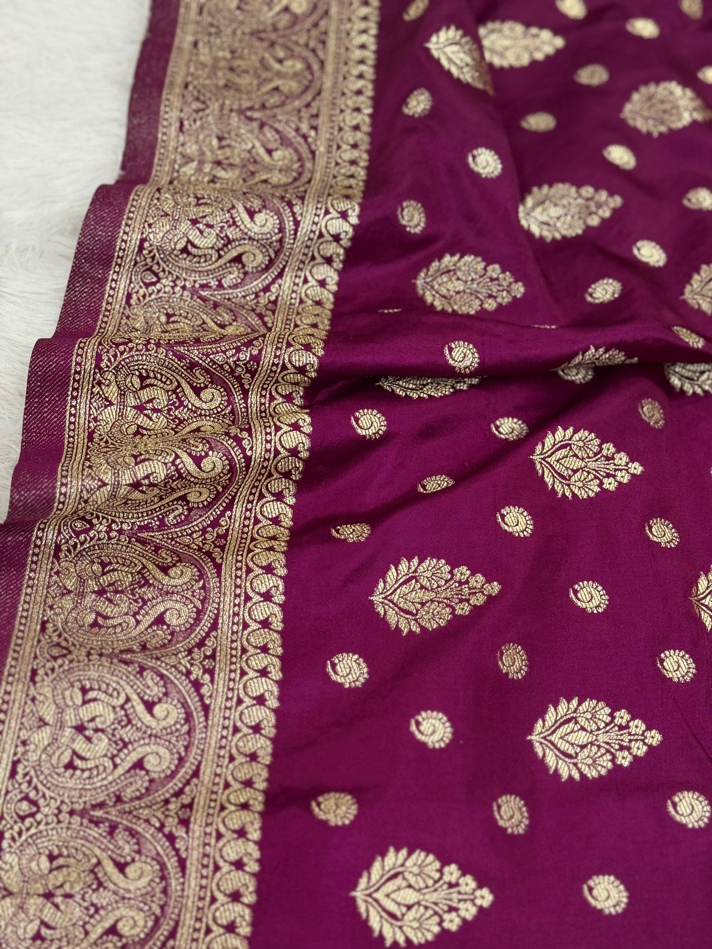 Classic deep purple Banarasi Silk Saree with Heritage Zari Weaving