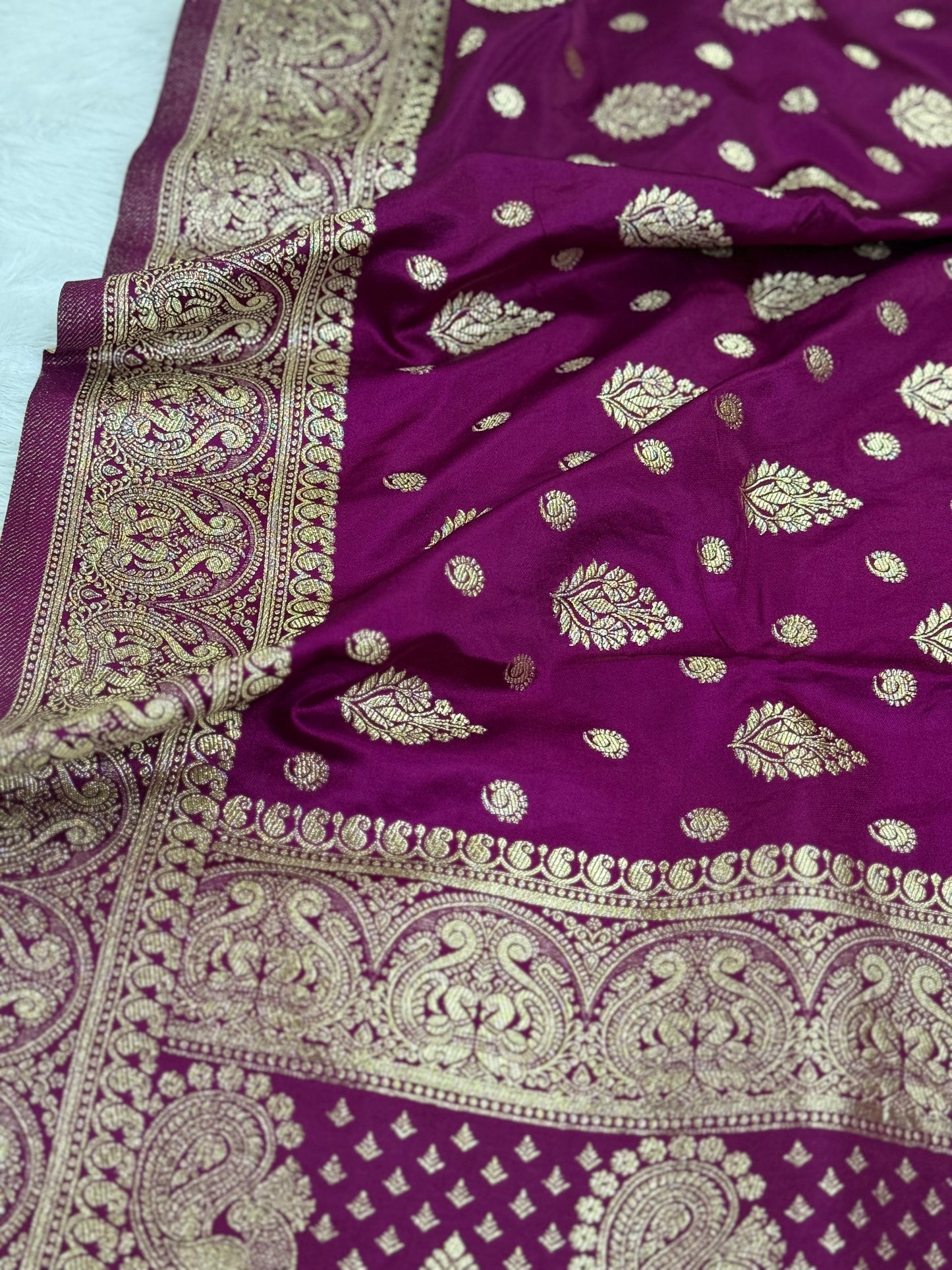 Classic deep purple Banarasi Silk Saree with Heritage Zari Weaving