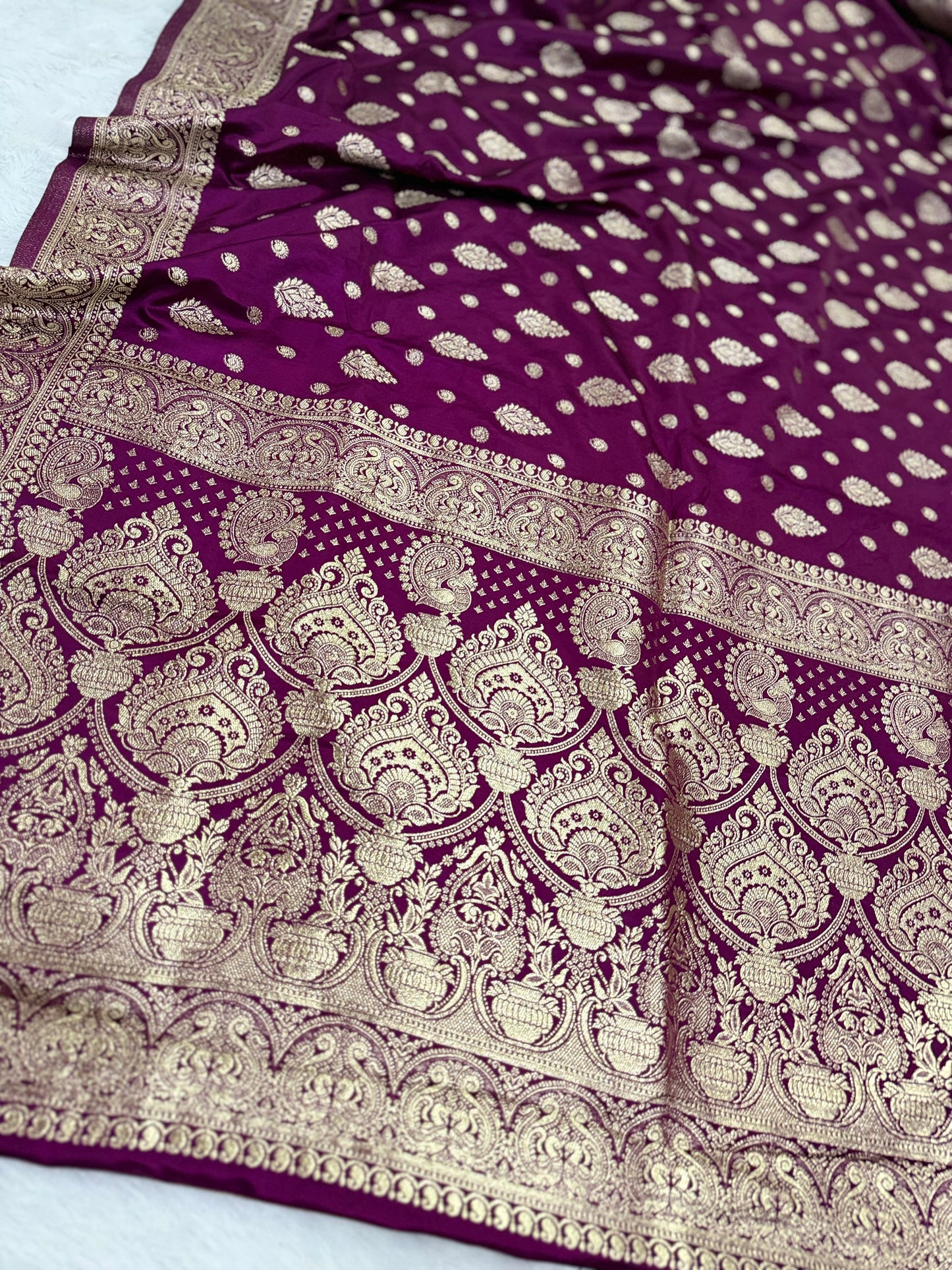 Classic deep purple Banarasi Silk Saree with Heritage Zari Weaving