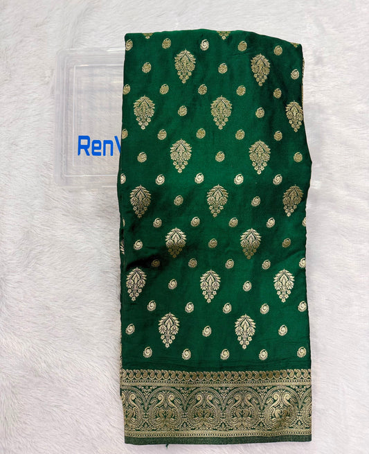 Classic Green Banarasi Silk Saree with Heritage Zari Weaving