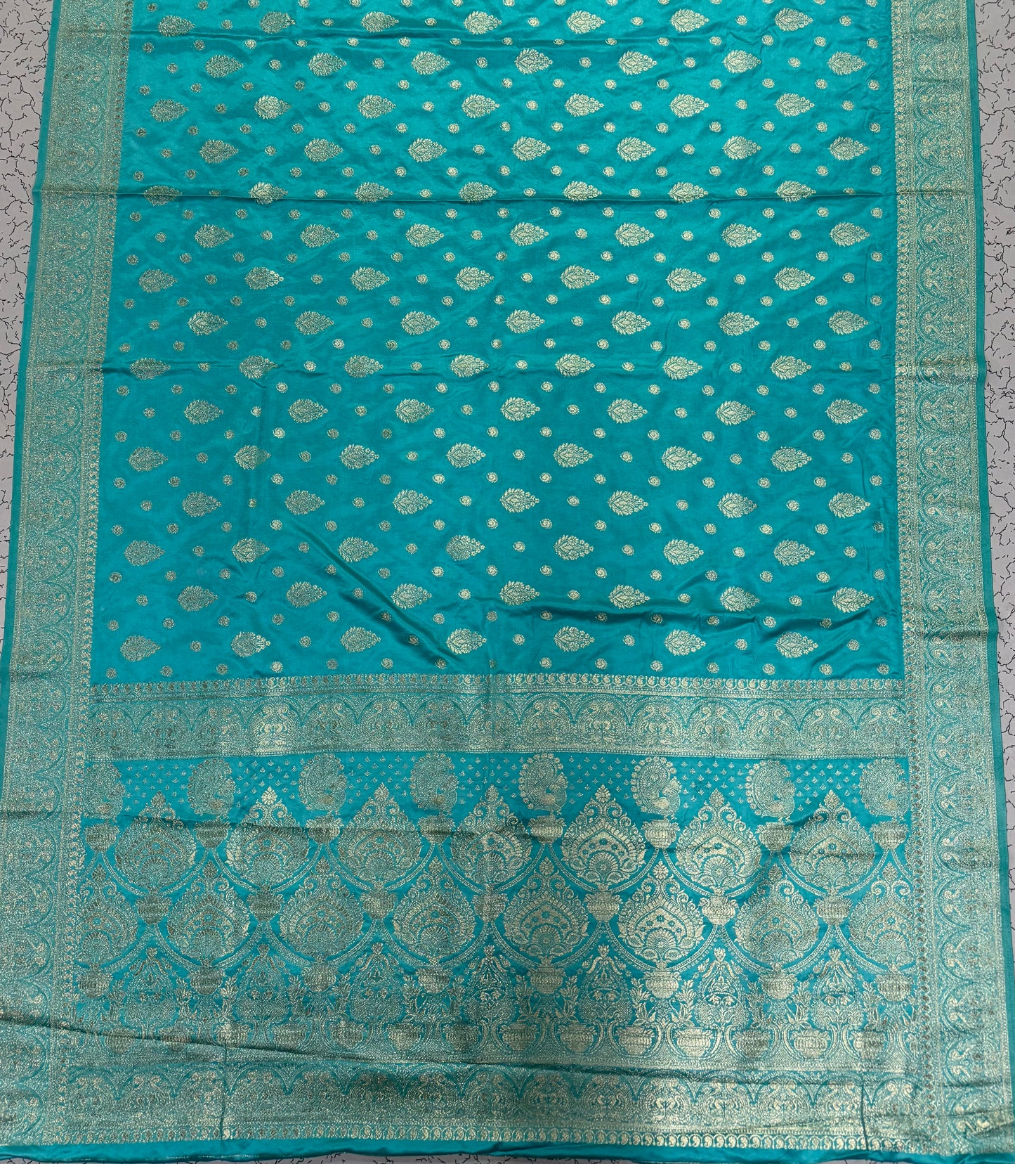 Classic Firozi Blue Banarasi Silk Saree with Heritage Zari Weaving