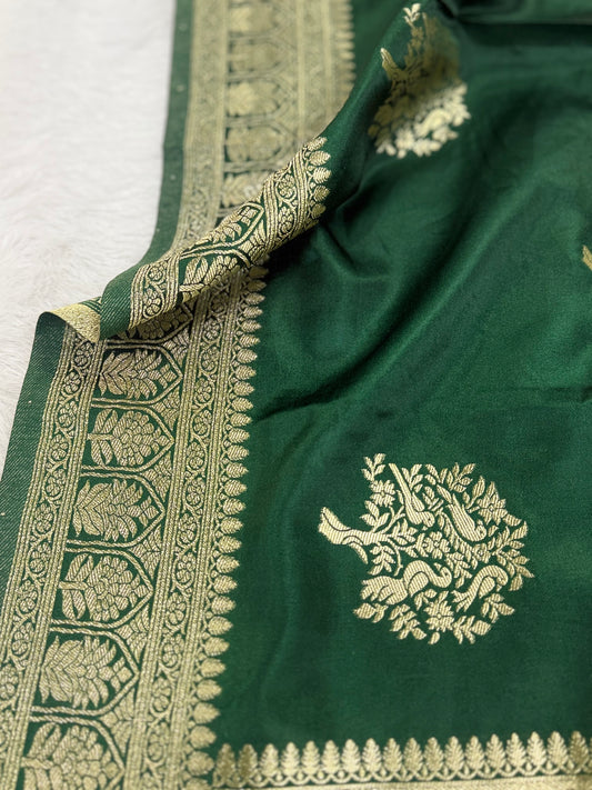 Classic Green Banarasi Silk Saree with Heritage Zari Weaving