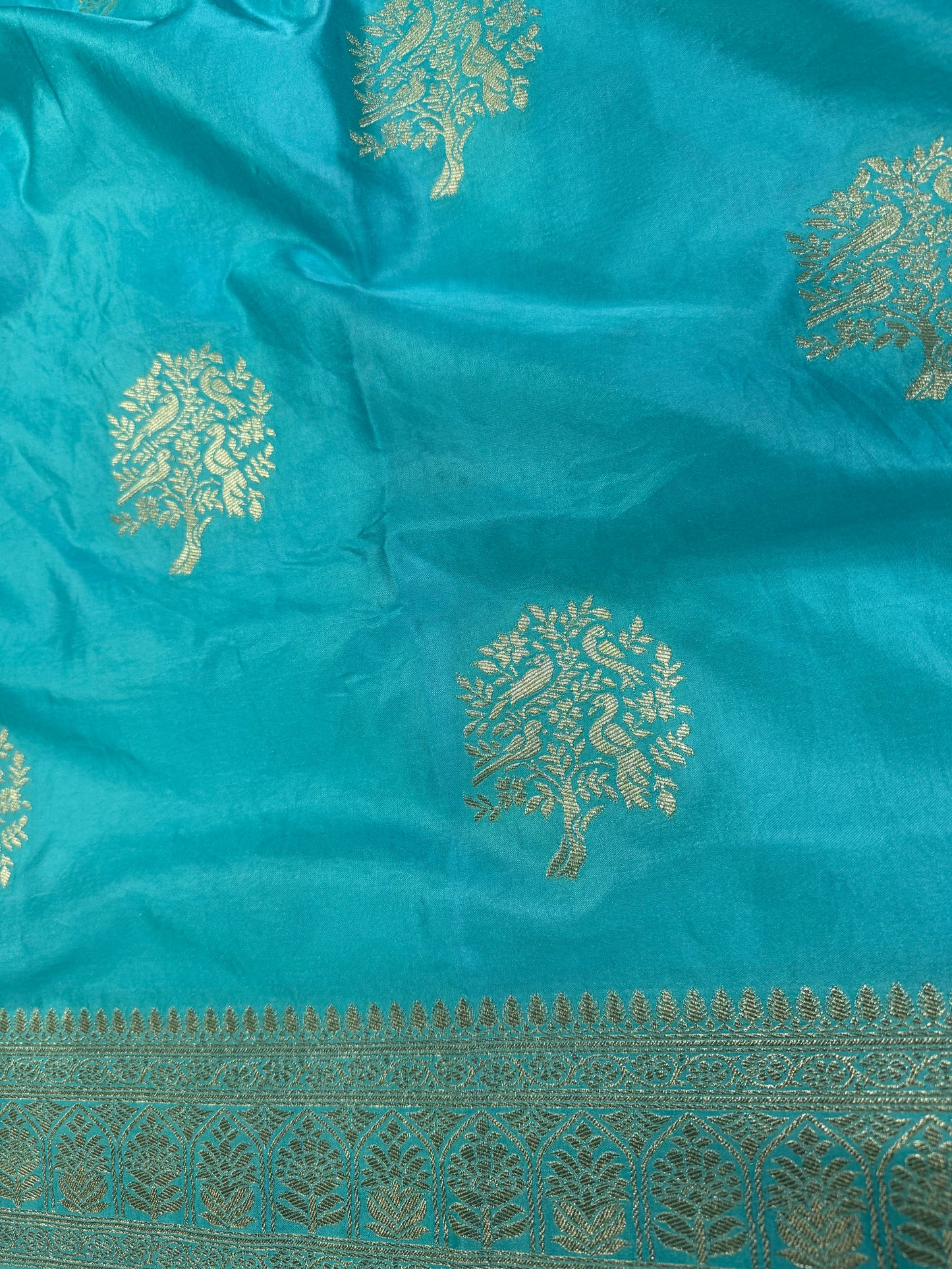 Classic Firozi Blue Banarasi Silk Saree with Heritage Zari Weaving