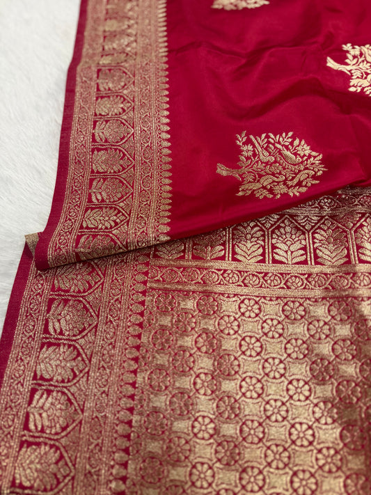 Classic Bridal Red  Banarasi Silk Saree with Heritage Zari Weaving