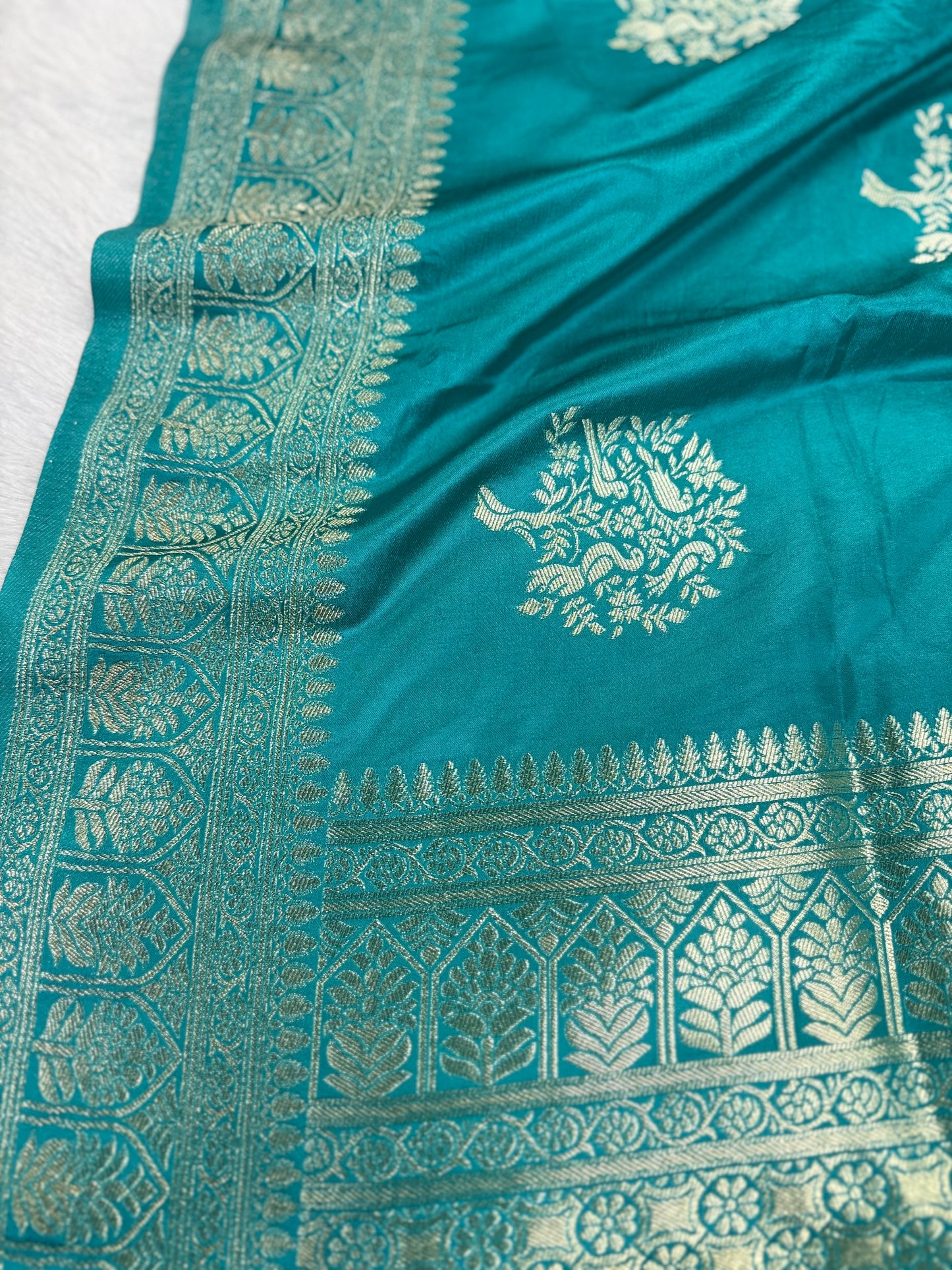 Classic Rama blue Banarasi Silk Saree with Heritage Zari Weaving