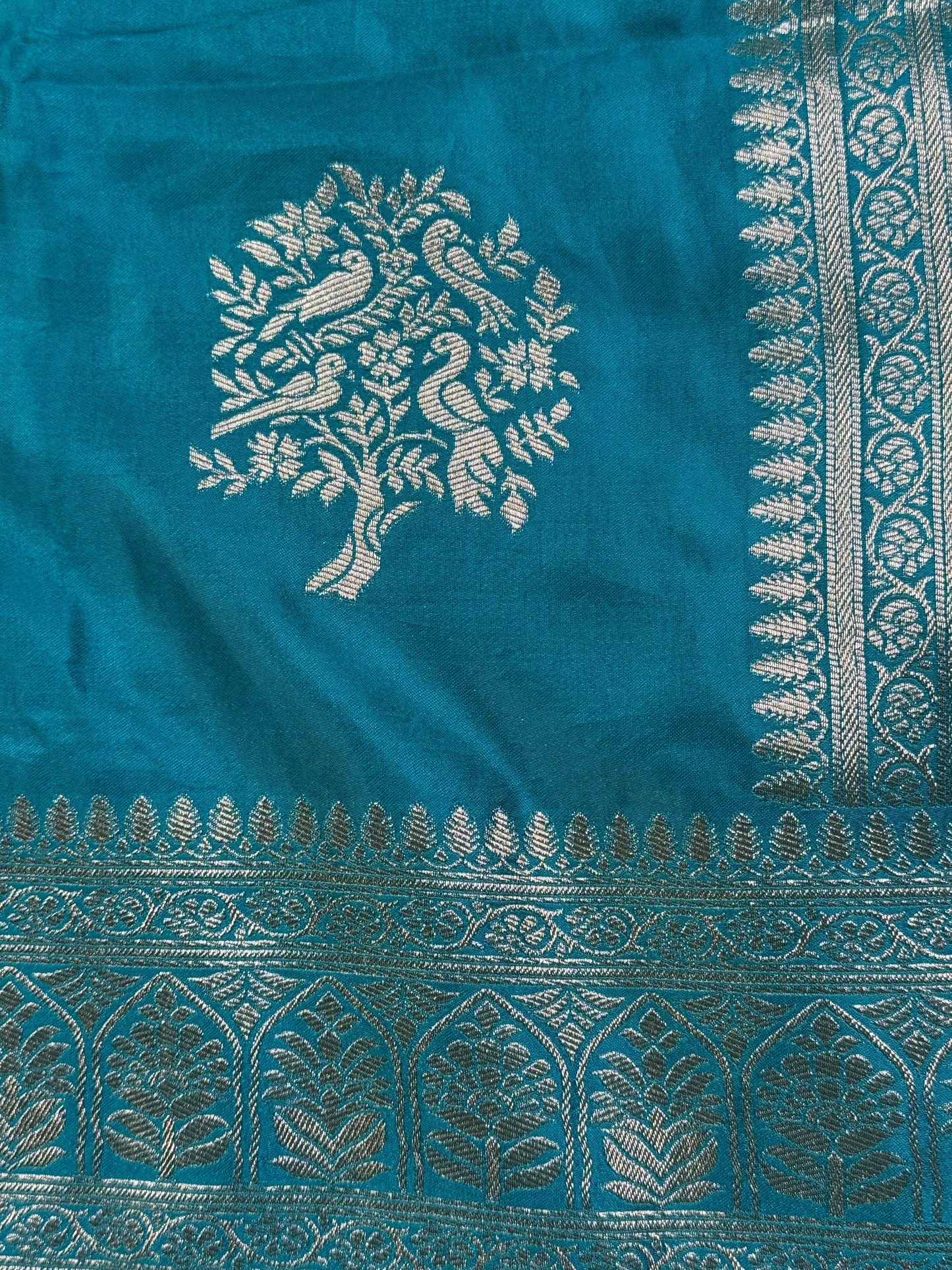 Classic Rama blue Banarasi Silk Saree with Heritage Zari Weaving