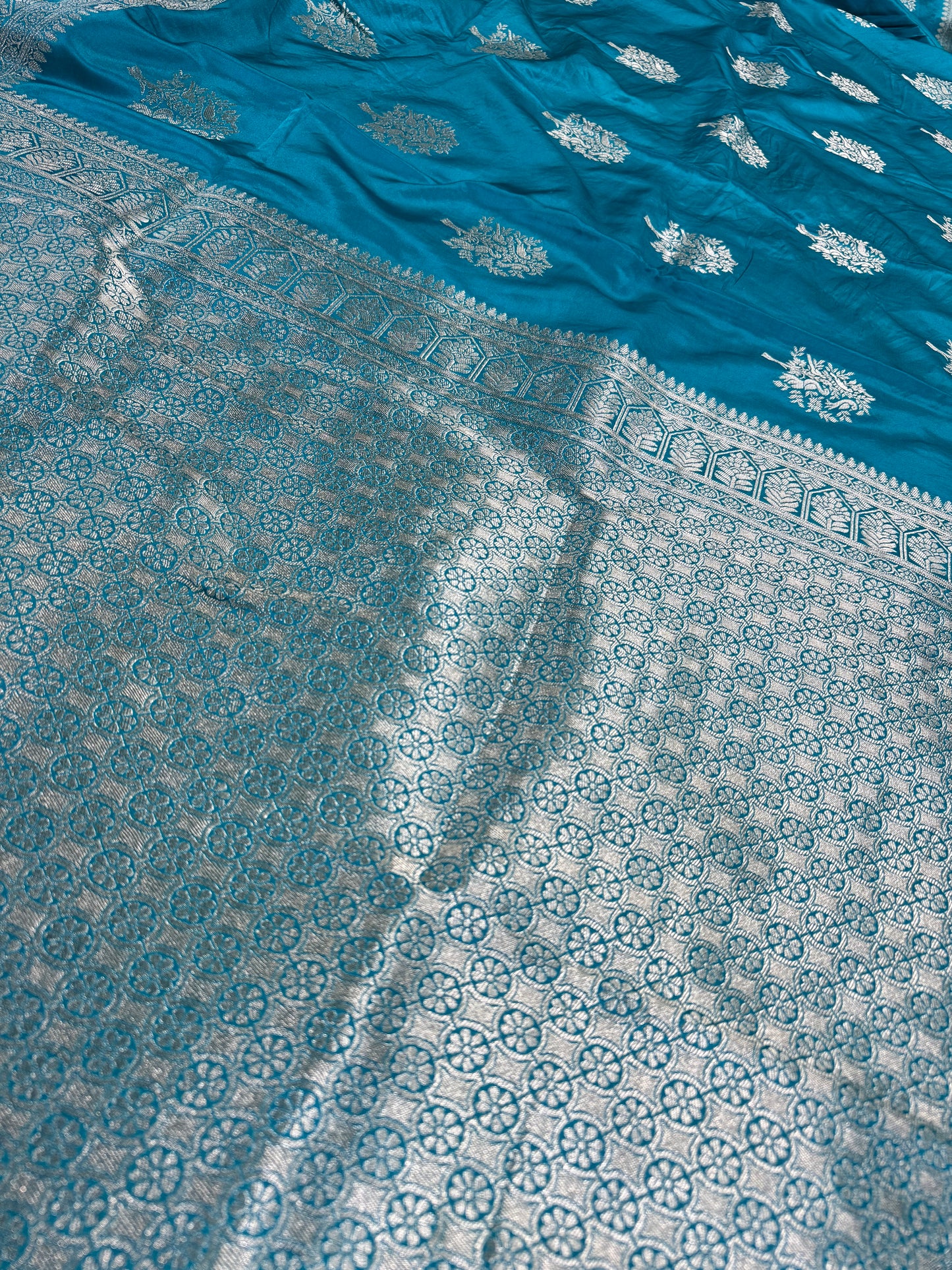 Classic Rama blue Banarasi Silk Saree with Heritage Zari Weaving