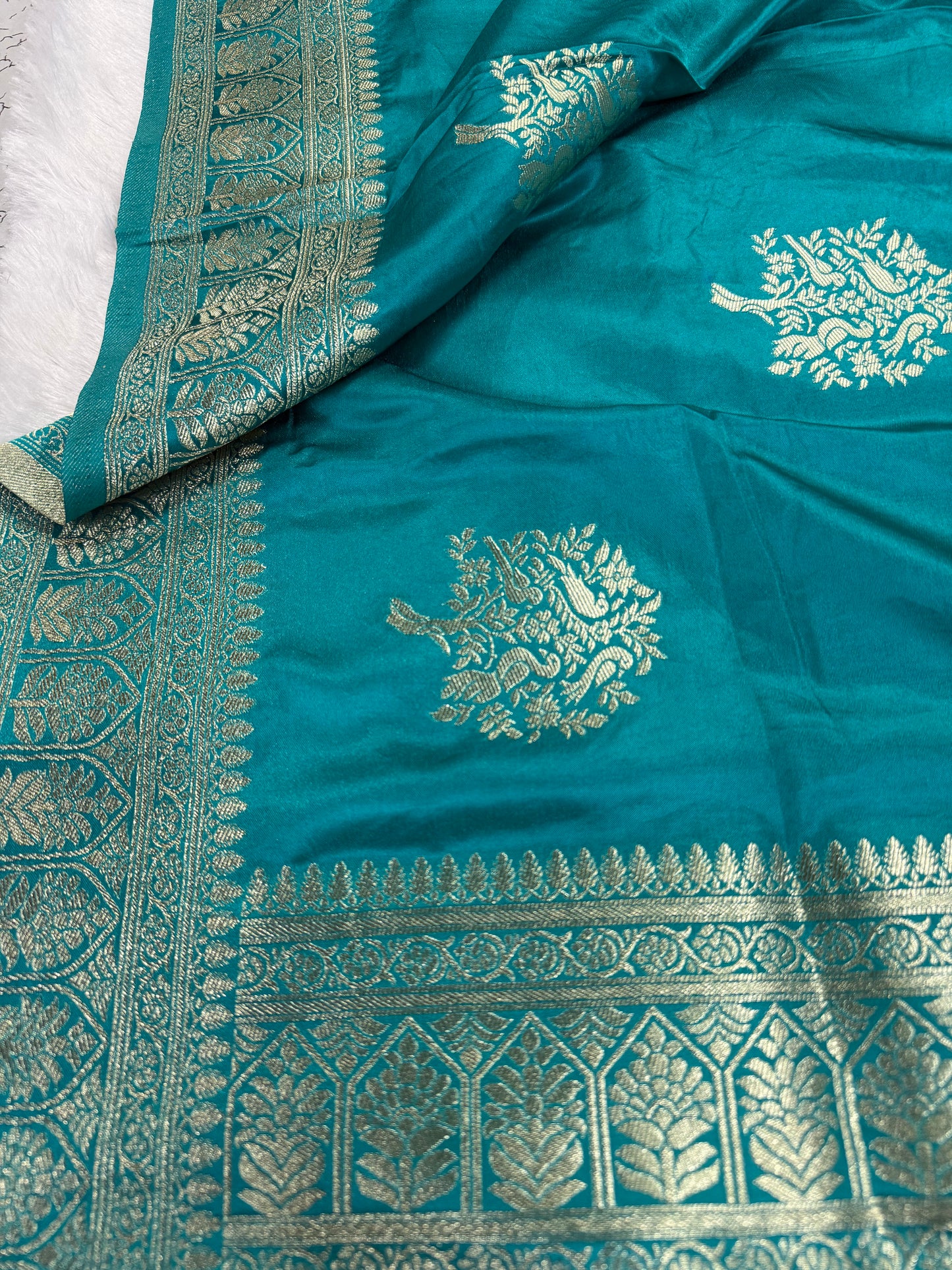 Classic Rama blue Banarasi Silk Saree with Heritage Zari Weaving