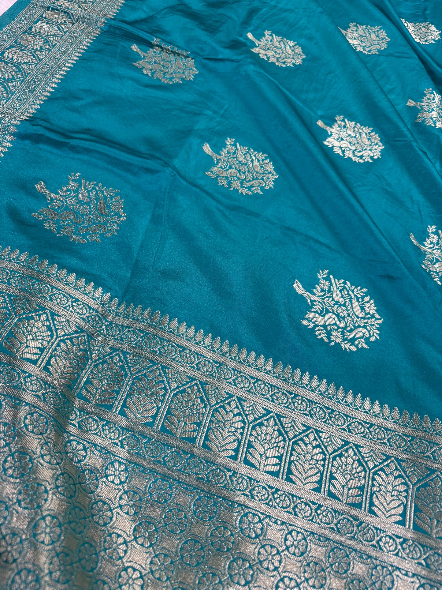 Classic Rama blue Banarasi Silk Saree with Heritage Zari Weaving