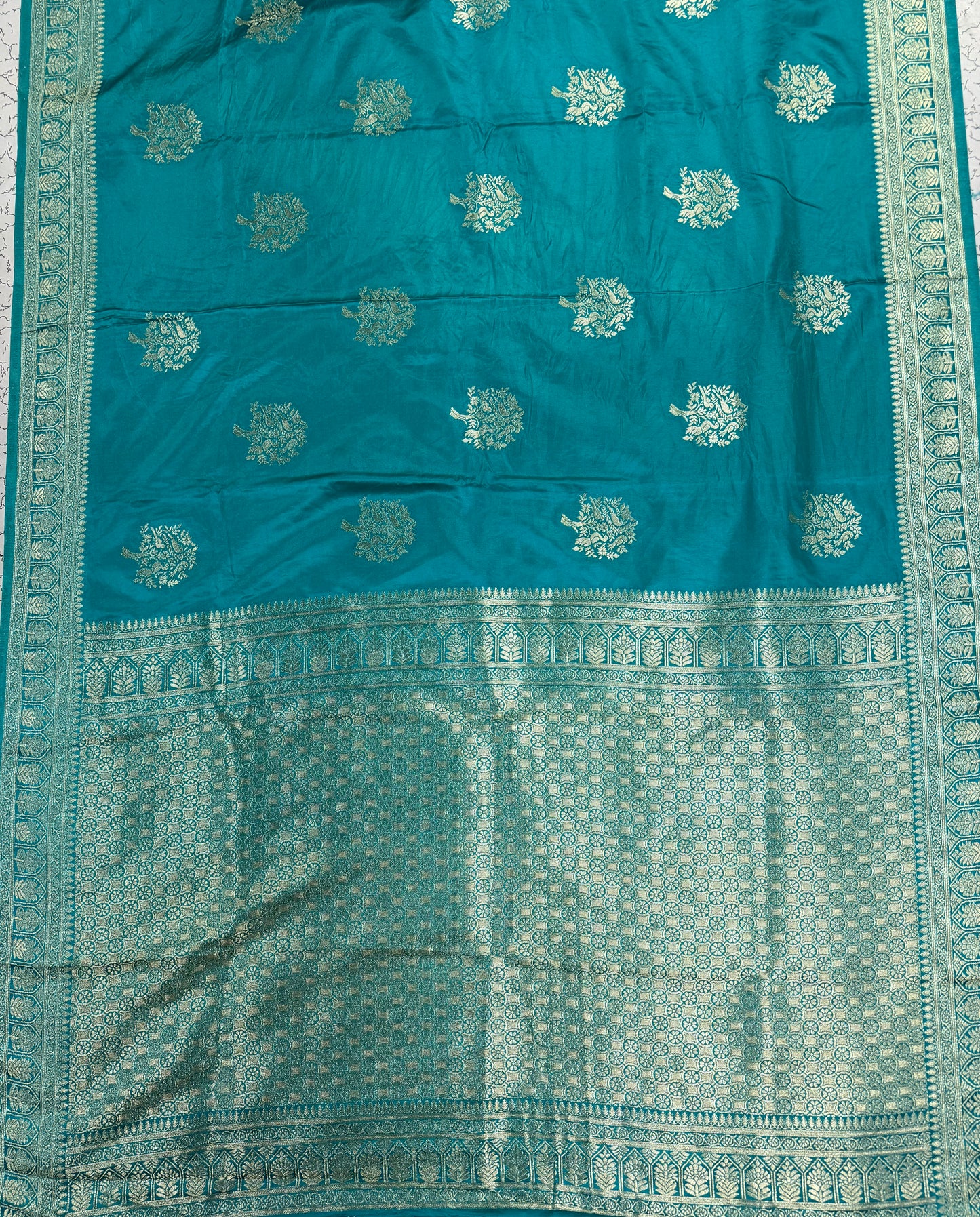 Classic Rama blue Banarasi Silk Saree with Heritage Zari Weaving